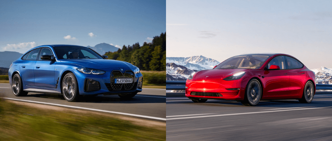 Tesla Model 3 Große Reichweite vs. BMW I4 - Beev
